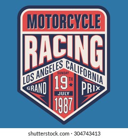 Motorcycle racing, typography, t-shirt graphics, vectors