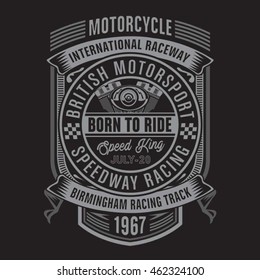 Motorcycle racing typography, t-shirt graphics, vectors