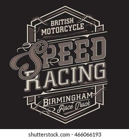 Motorcycle racing typography, t-shirt graphics, vectors