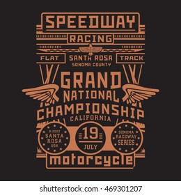 Tipografía para carreras de motocicletas, gráficos para camisetas, vectores