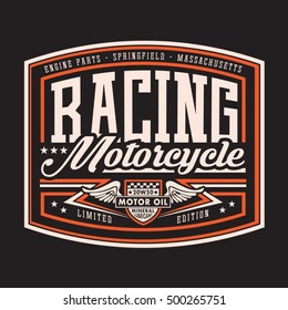 Motorcycle racing typography, t-shirt graphics, vectors