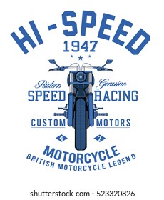 Tipografía de carreras de motos, gráficos de camisetas, Vectores