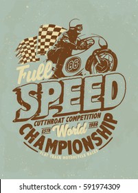 Motorcycle racing typography, t-shirt graphics, 