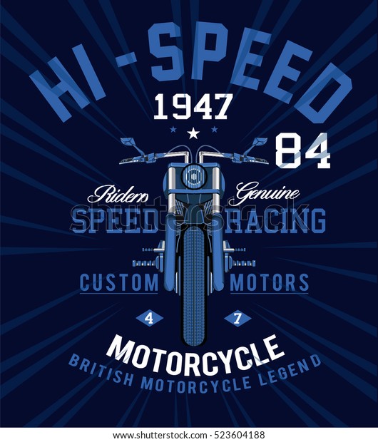 Motorcycle\
racing typography, t-shirt graphics,\
vectors\
