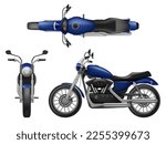 Motorcycle realistic. Various views of modern urban bike decent vector vehicle
