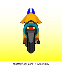 motorcycle rear view with rider illustration
