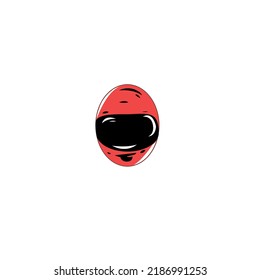 Motorcycle Red Helmet Vector Art