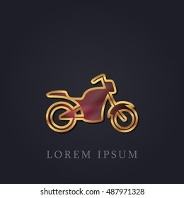 Motorcycle Red Ruby with Golden Frame Precious Jewellery Icon / Logo Design