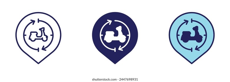 Motorcycle Rental Pin Icon - Navigation Set
