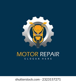 Motorcycle Repair Logo Design Template Vector.