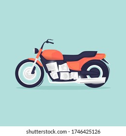 Motorcycle. Repair, sale. Flat design vector illustration.