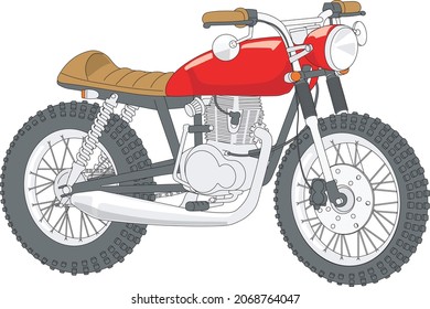 motorcycle retro classic caferacer vector illustration drawing