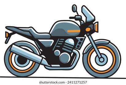 Motocicleta, vehículo retro, vista lateral, ilustración vectorial en estilo plano