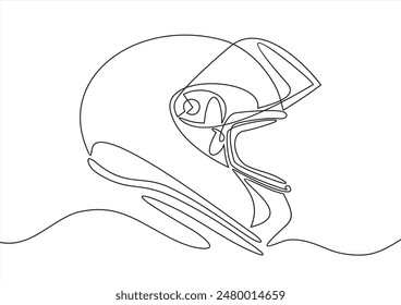 motorcycle ride equipment helmet protection object one line art design vector