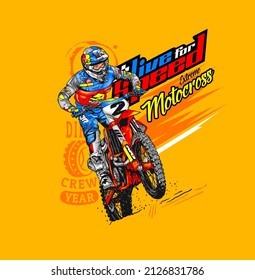 Motorcycle rider in action, colorful vector illustration, t shirt design, poster, banner 