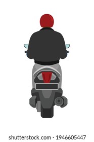 Motorcycle rider. Back view. Simple flat illustration.