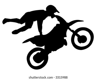 motorcycle rider in flight (fully editable vector illustration)