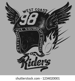 Motorcycle rider helmet, t shirt print design