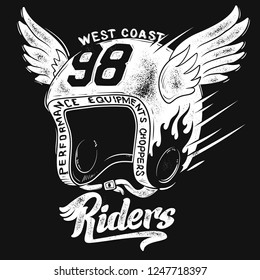 Motorcycle rider helmet, t shirt print design