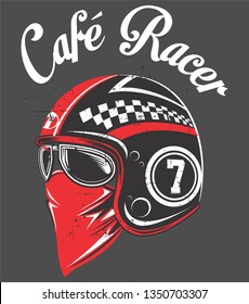 Motorcycle rider helmet,with tex cafe racer.vector hand drawing,Shirt designs, biker, dj, gentleman, barber and many others.
isolated and easy to edit. Vector Illustration - Vector 
