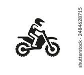 Motorcycle Rider Icon: Simplified Black and White Symbol