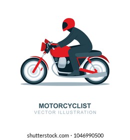 Motorcycle rider illustration.
Realistic, flat style vector design.