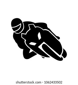 Motorcycle rider making a curve logo design