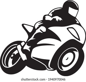 Motorcycle Rider on a Super Bike Isolated Vector Illustration