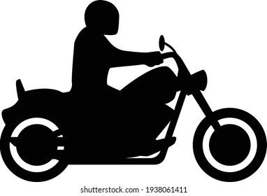 Motorcycle Rider Side View Silhouette Isolated Vector Illustration