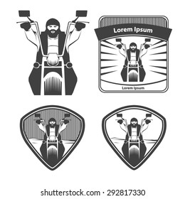 motorcycle rider, simple illustration for logo, chopper