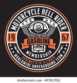 Motorcycle rider typography, t-shirt graphics, vectors