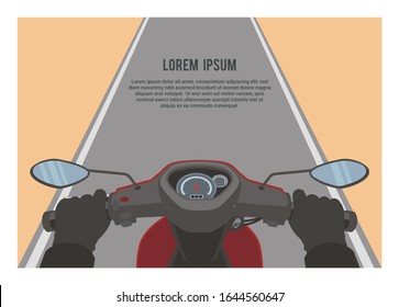 Motorcycle rider view. Simple flat illustration.