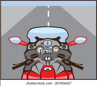 Motorcycle Riders View Color Road ahead