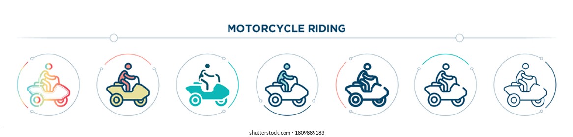 motorcycle riding icon designed in gradient, filled, two color, thin line and outline style. vector illustration of motorcycle riding vector icons. can be used for mobile, ui, web
