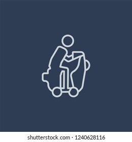 Motorcycle riding icon. Trendy flat vector line Motorcycle riding icon on dark blue background from Activity and Hobbies collection. 