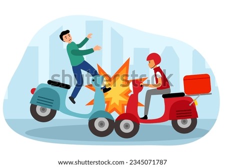 Motorcycle road accident concept vector illustration. Motorbike crash.