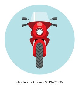 Motorcycle round icon. Transportation icon series in modern flat design colors style. Web site page and mobile app design vector element.