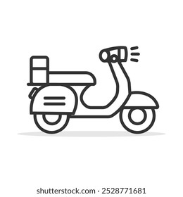 Ilustración vectorial aislada del icono de la entrega de la vespa de la motocicleta en el fondo blanco.