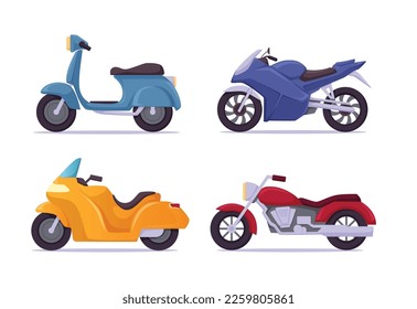Motorcycle and scooter isolated vector illustration