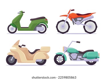 Motorcycle and scooter isolated vector illustration