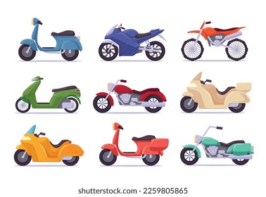 Motorcycle and scooter isolated vector illustration