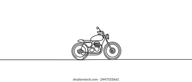 motorcycle, scooter in one line style. continuous drawing, vector illustration