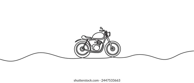 motorcycle, scooter in one line style. continuous drawing, vector illustration