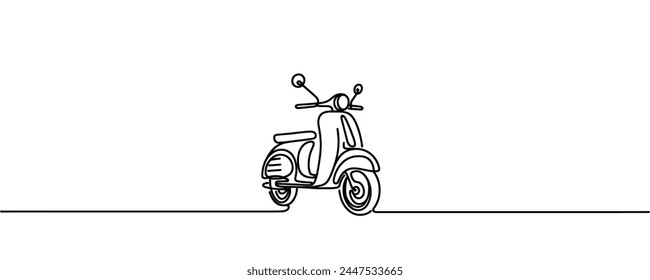 motorcycle, scooter in one line style. continuous drawing, vector illustration