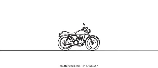 motorcycle, scooter in one line style. continuous drawing, vector illustration