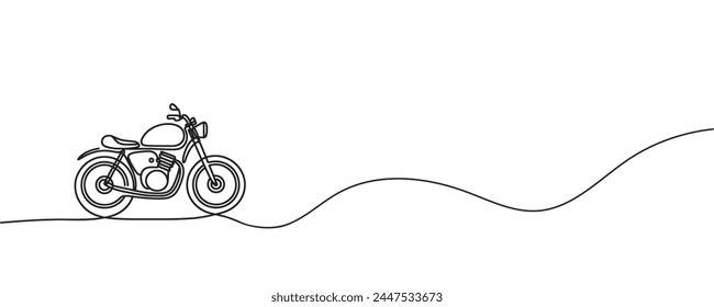 motorcycle, scooter in one line style. continuous drawing, vector illustration