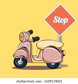Motorcycle scooters,vector Motorcycle,vector Traffic Signs,stop