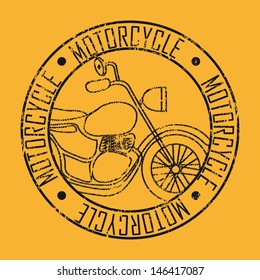 motorcycle seal over orange background vector illustration