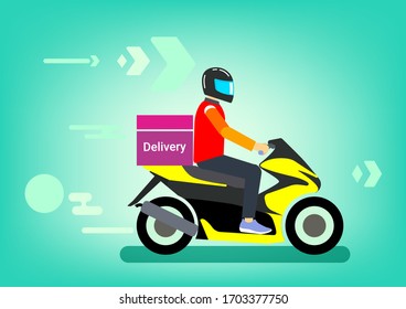 Entrega de servicios de motocicleta, ilustración de vector plana editable, imagen de clip