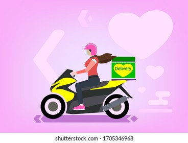 Motorcycle service delivery, Flat editable vector illustration, clip art